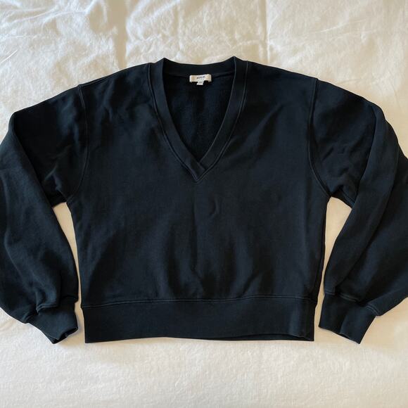 Agolde Black V Neck Pullover Sweater 100% Cotton Women's Small - Picture 1 of 8